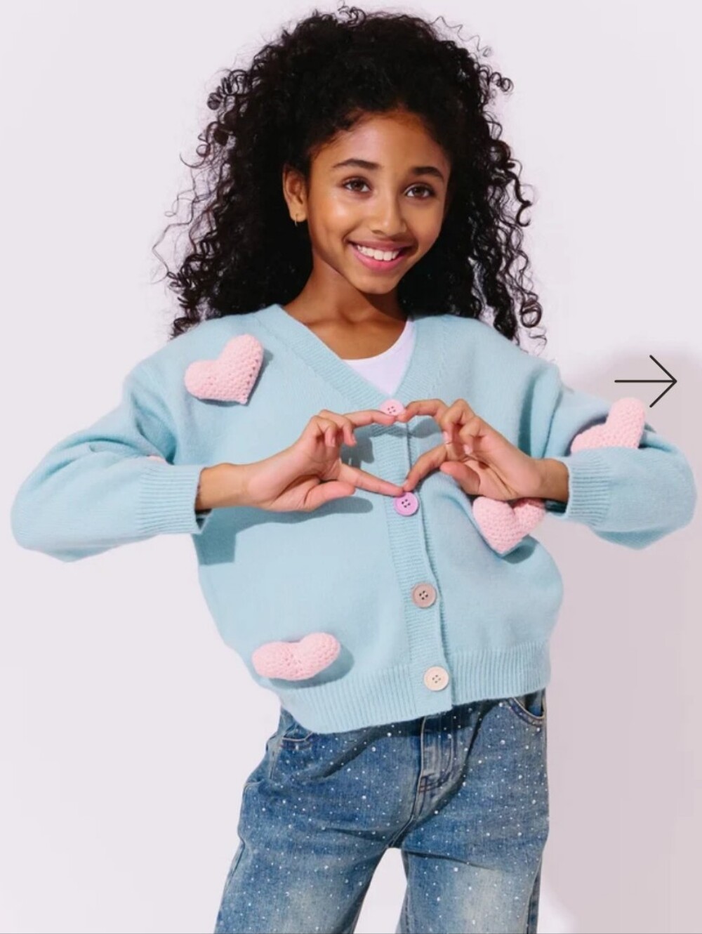 Lola + The Boys Rainbow Plush Heart Cardigan- 7/8